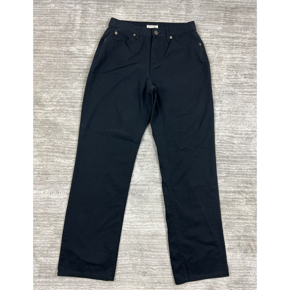 St Johns Bay Pants Womens 6 Black Relaxed Fit Straight Leg Cotton Twill Mid Rise